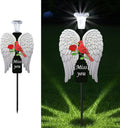20-Inch Solar Angel Wings Memorial Stake with Red Cardinal - Metal Cemetery Decorations for Grave, Father's Day