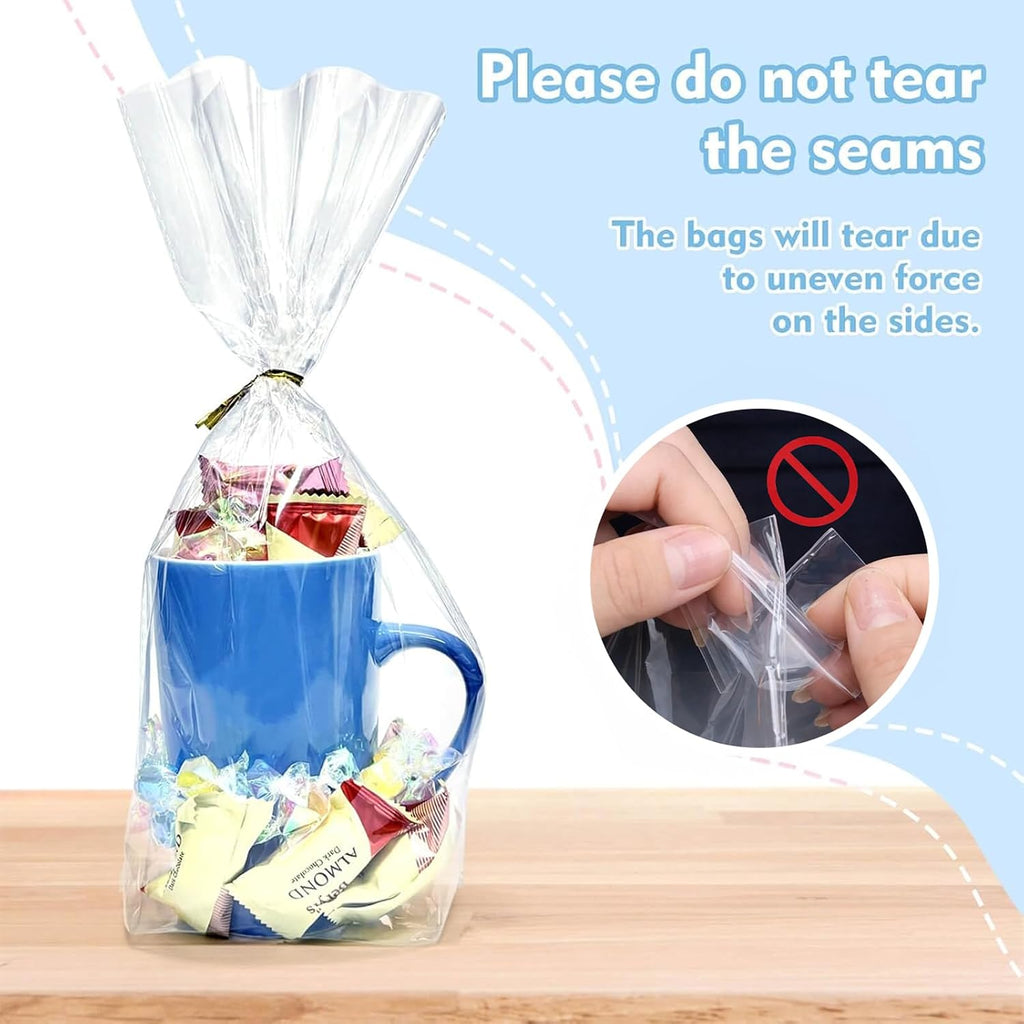 Clear Cellophane Treat Bags 7x12 with Flat Bottom & Gusset