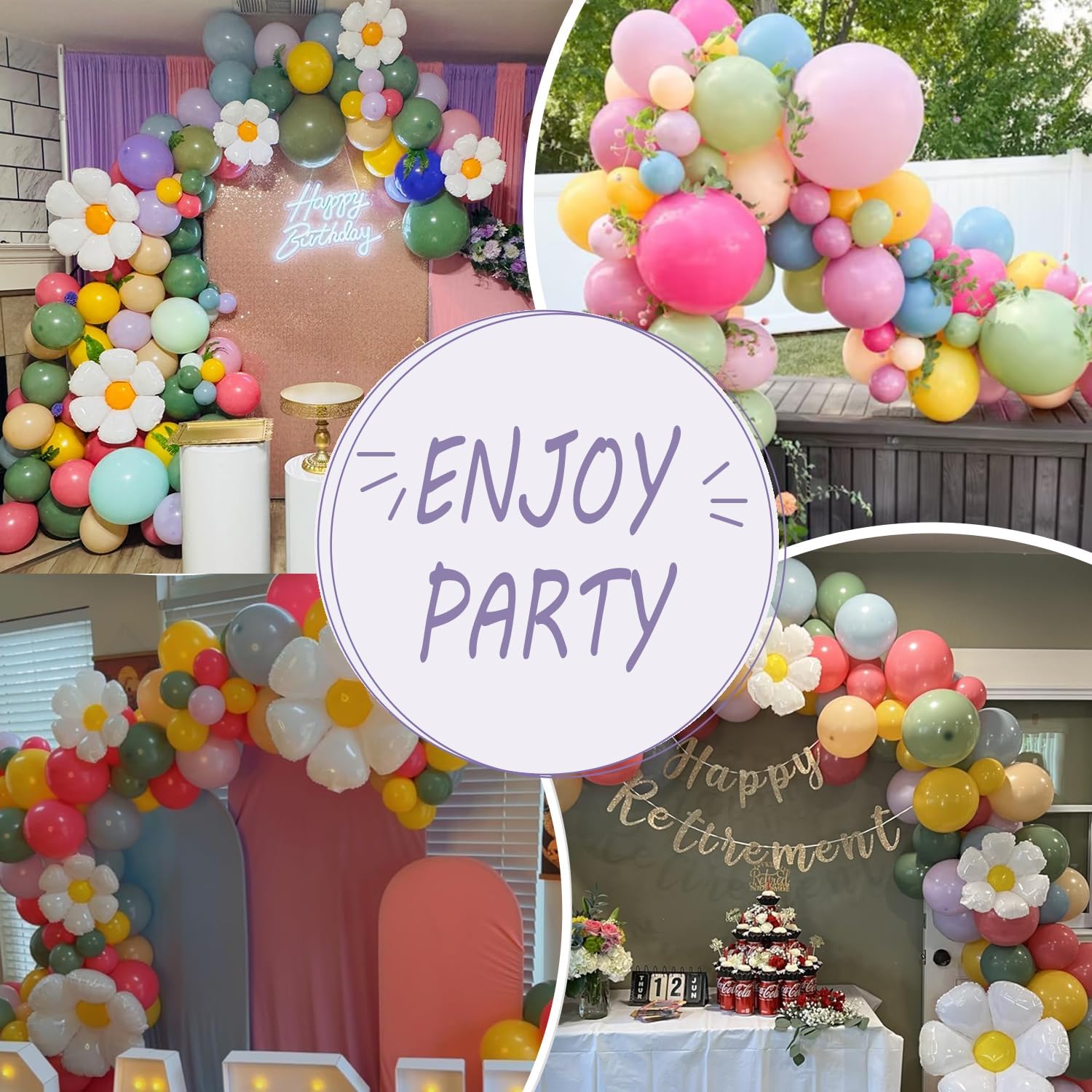 Daisy Flower Balloon Arch Kit Pink and Green Yellow WildFlower Balloons for Wild Flower Baby in Bloom Baby Shower