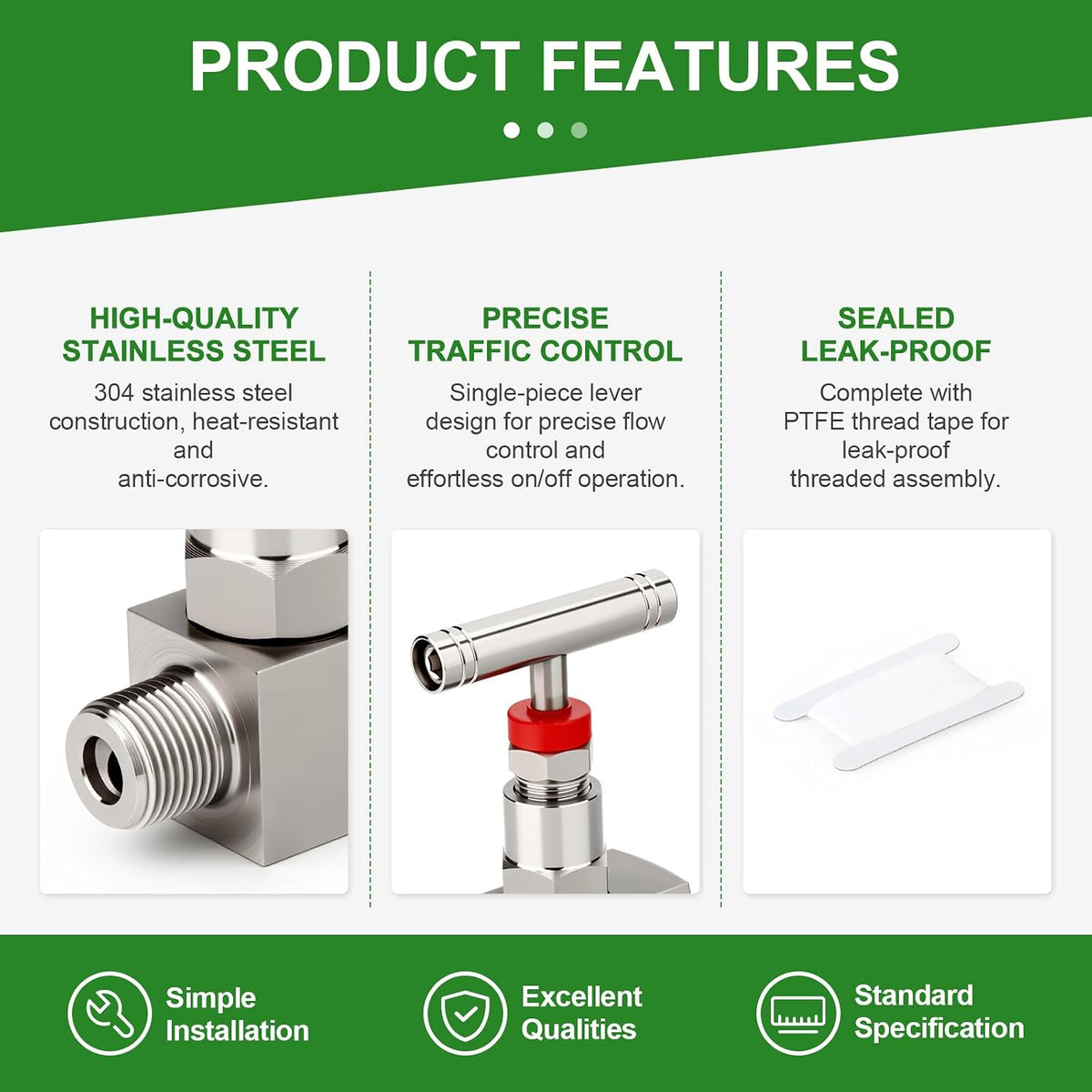 TAISHER 1PCS 304 SS, 3/4" FNPT x MNPT, High Pressure Straight Needle Valve