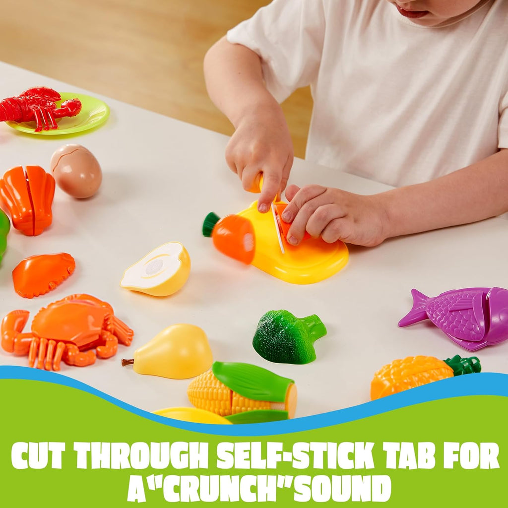 Learning Toys Play Food Set for Toddlers, Cutting Food for Preschool Activities, Play Kitchen Accessories