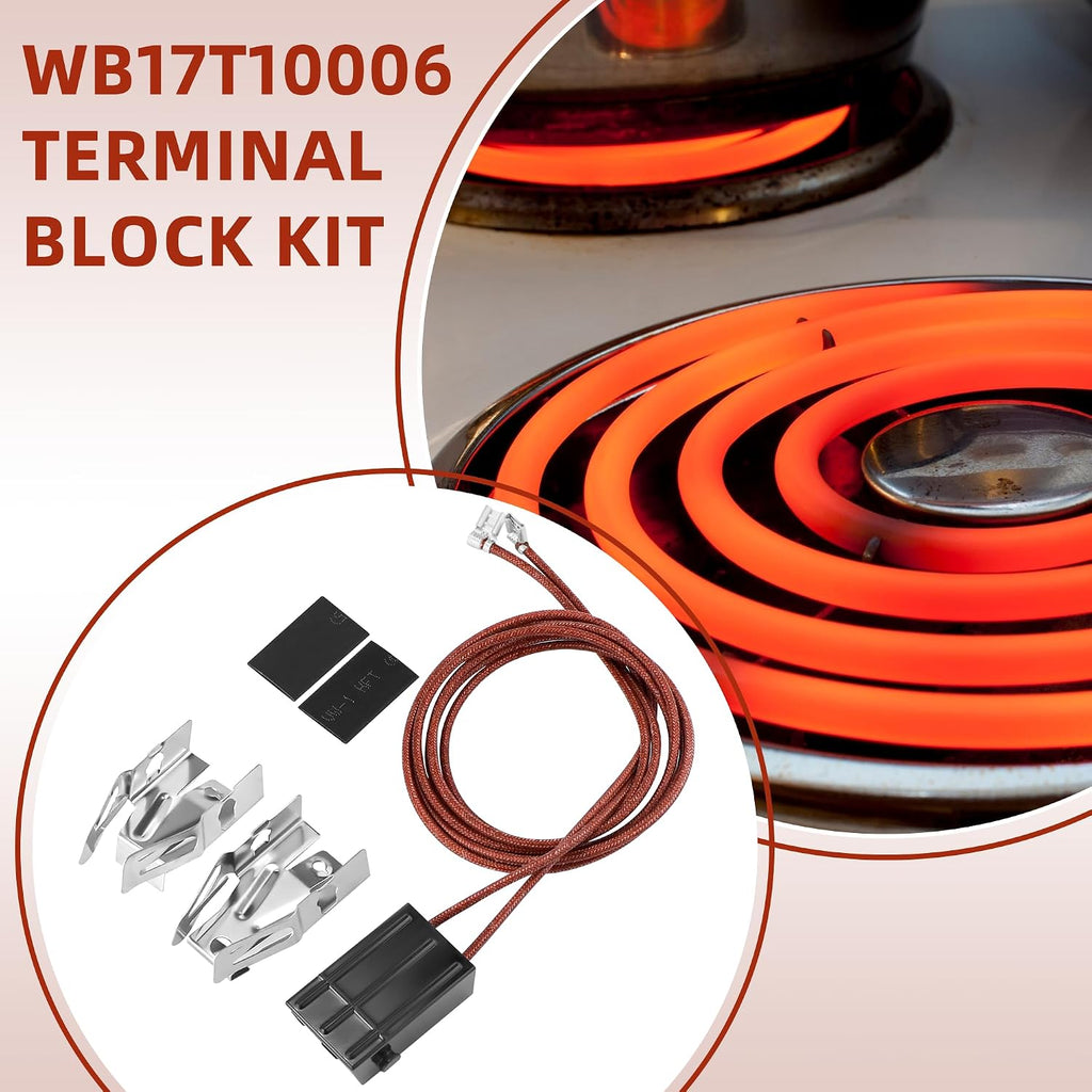 WB17T10006 Terminal Block Kit/Range Surface Burner Plug Connector Element Kit Compatible for G-E Hot-Point Ken-More by MIFLUS,Pack of 4
