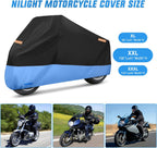 NIilight Motorcycle Cover Waterproof Outdoor All Weather, Up to 108 in | Oxford Fabric with Lock Holes, Reflective