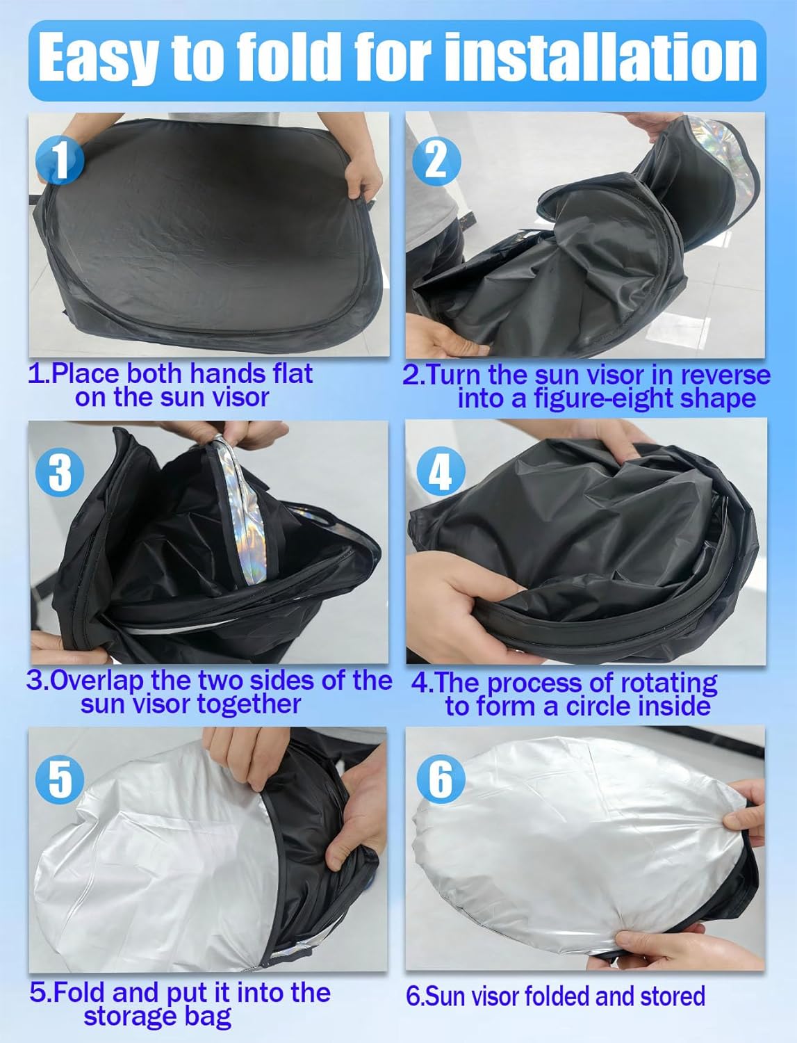 Window Shades for Car Windshield - Foldable Car Window Shades, 210T Reflective UV Block Sun Visor, Keep Vehicle Cool