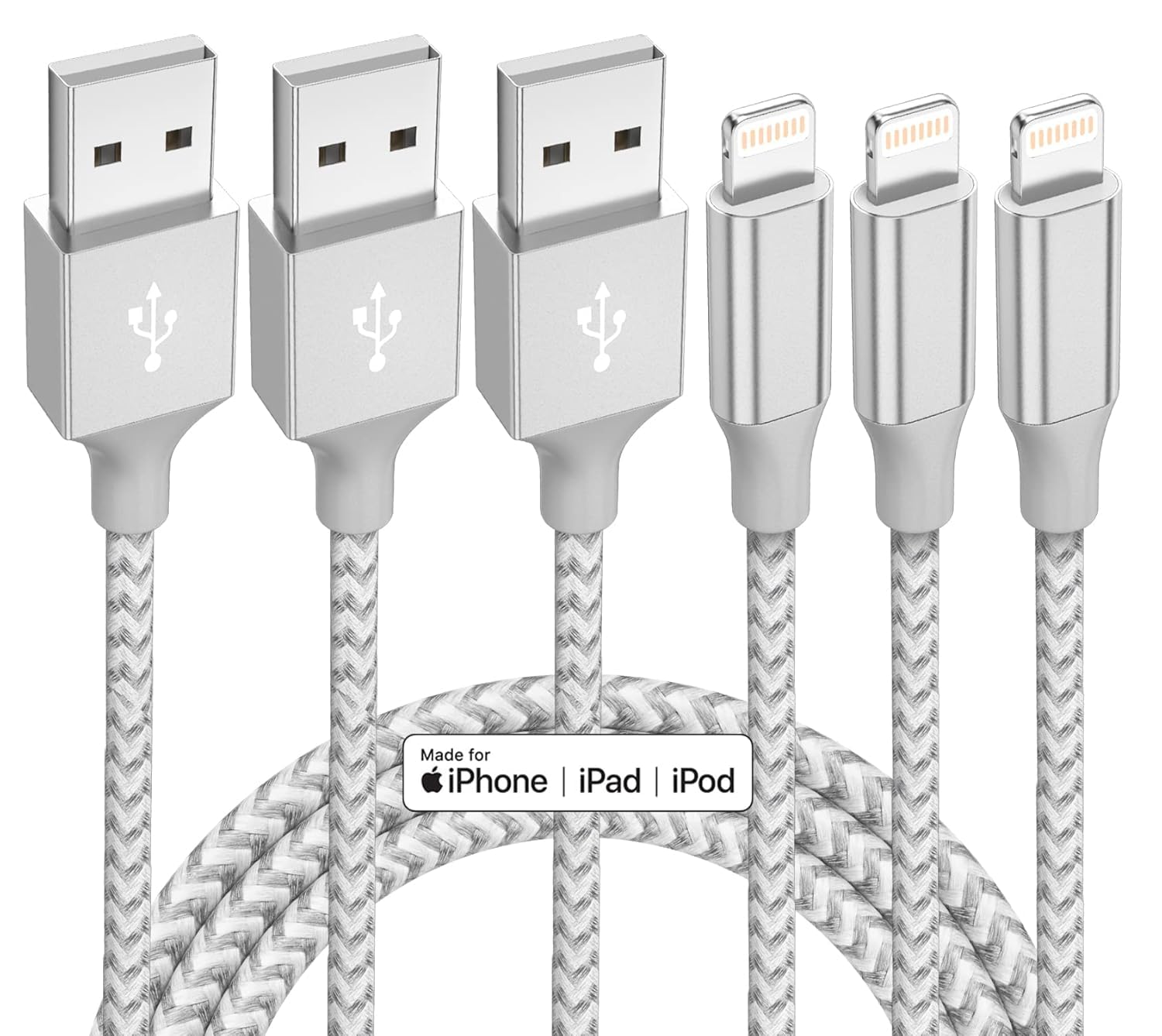 iPhone Charger 3 Pack 10ft MFi Certified Lightning Cable Fast Charging | 3 Pack 10ft MFi Certified Lightning Cable