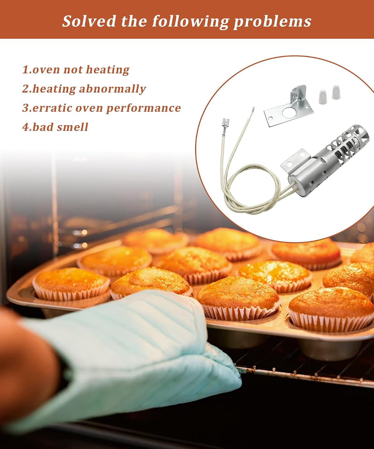WB2X9154 Gas Round Oven Igniter Fits for GE Hotpoint Kenmore Roper