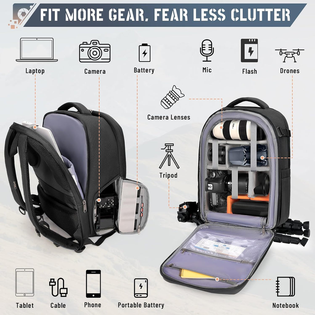 Camera Backpack Hard Shell for DSLR/SLR Waterproof Camera Bag with Laptop Compartment 15.6 Inch Professional Camera