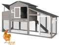 68“ Mobile Chicken Coop with Run and Wheels, Large Wooden Chicken Tractor for 2-4 Chickens, Weatherproof Outdoor Hen