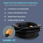 Energeaster 250FT 16 Gauge 16/2 Low Voltage Landscape Wire Black