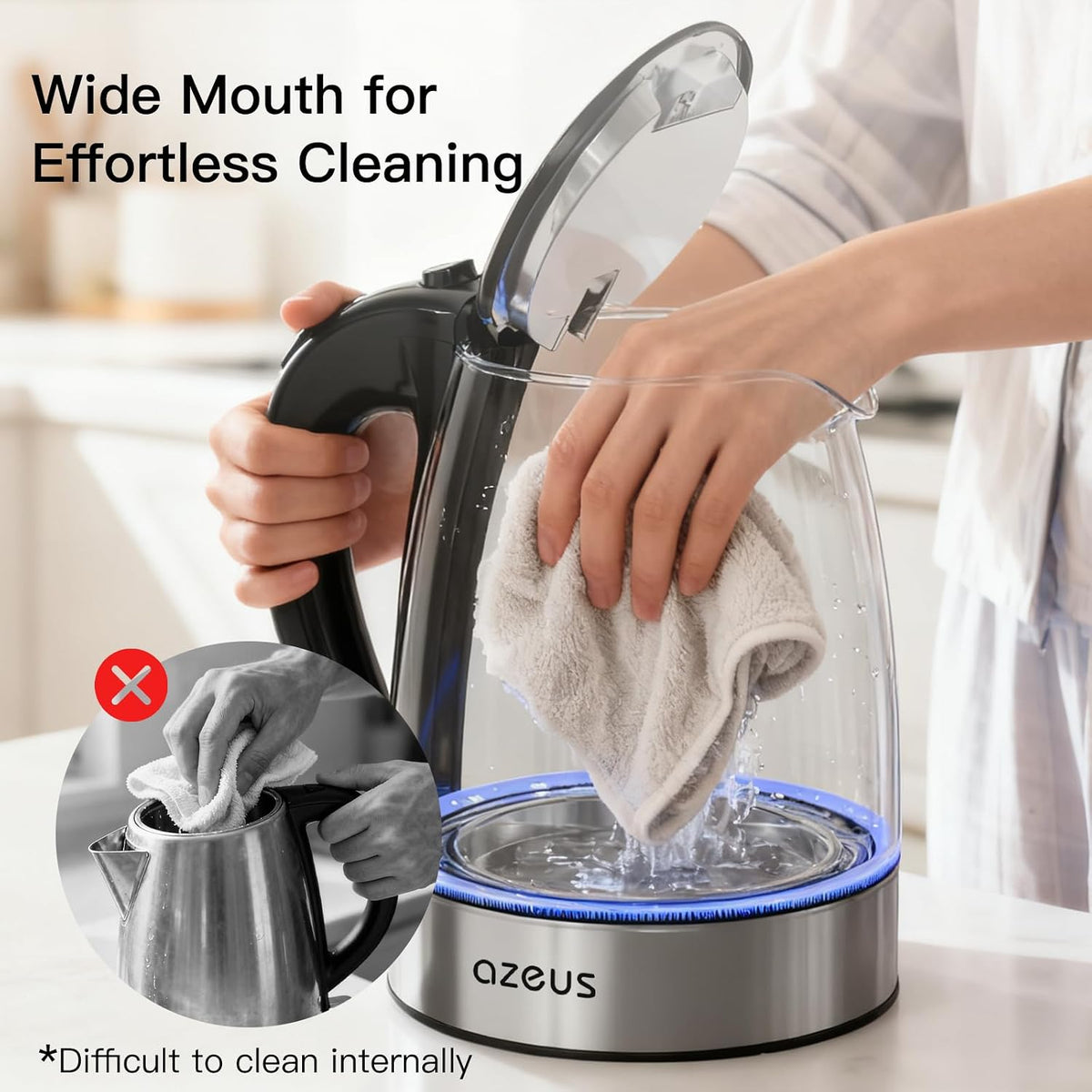 Electric Kettle 1500W Tea Kettle, 1.8L Large Capacity with Auto Shut-Off and Boil-Dry Protection, BPA-Free
