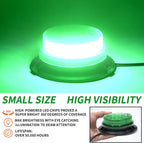 Green Led Emergency Strobe Beacon Lights for Car Vehicles 12V 24V 24-LEDs | Magnetic Mount, 8 Flash Model, Warning