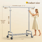 75" Wide Clothes Rack with 4 Extra Hooks Heavy Duty Clothes Rack
