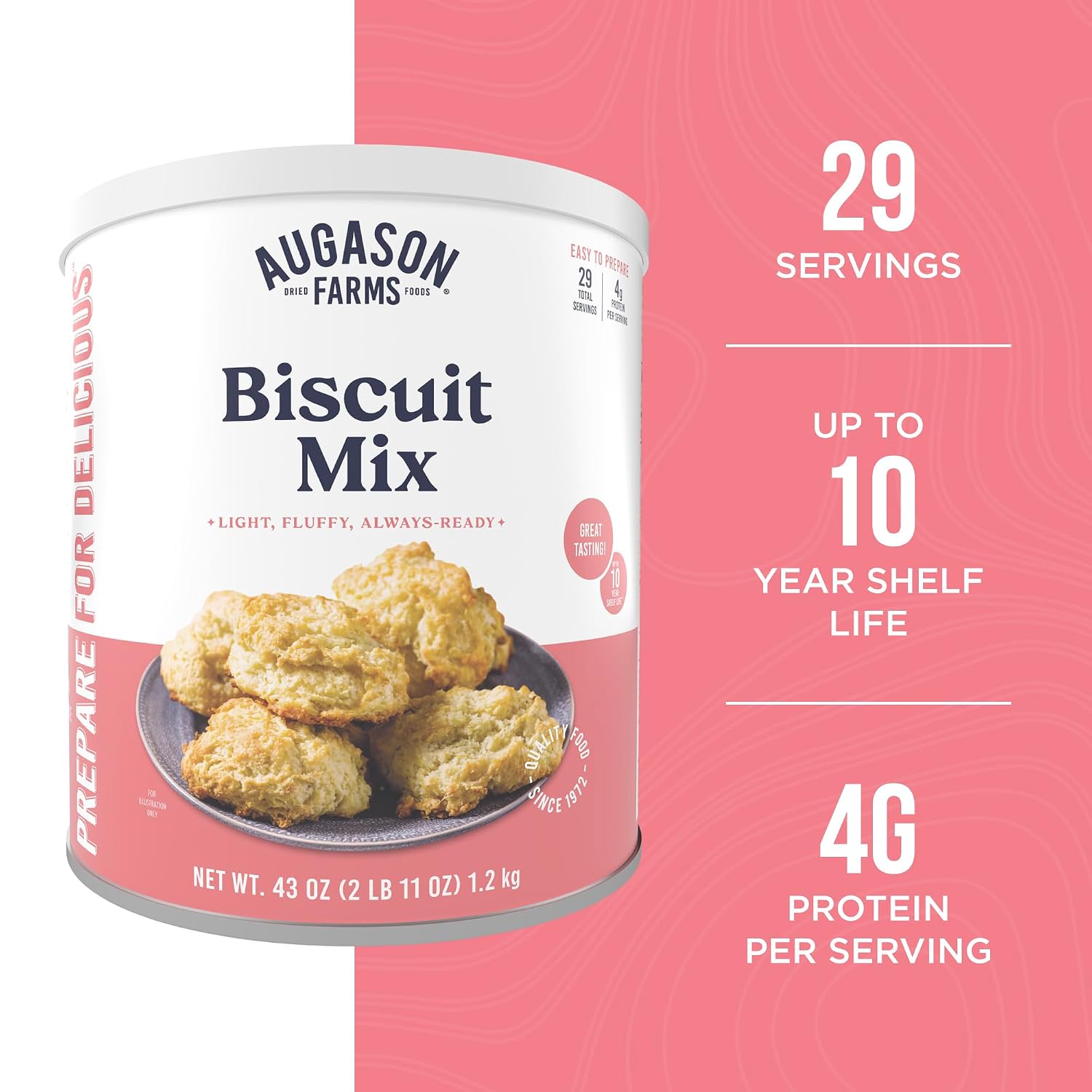 Buttermilk Biscuit Mix Can | Emergency Food Supply, 29 Servings, 10 Year Shelf Life, Biscuit Mix Just Add Water and