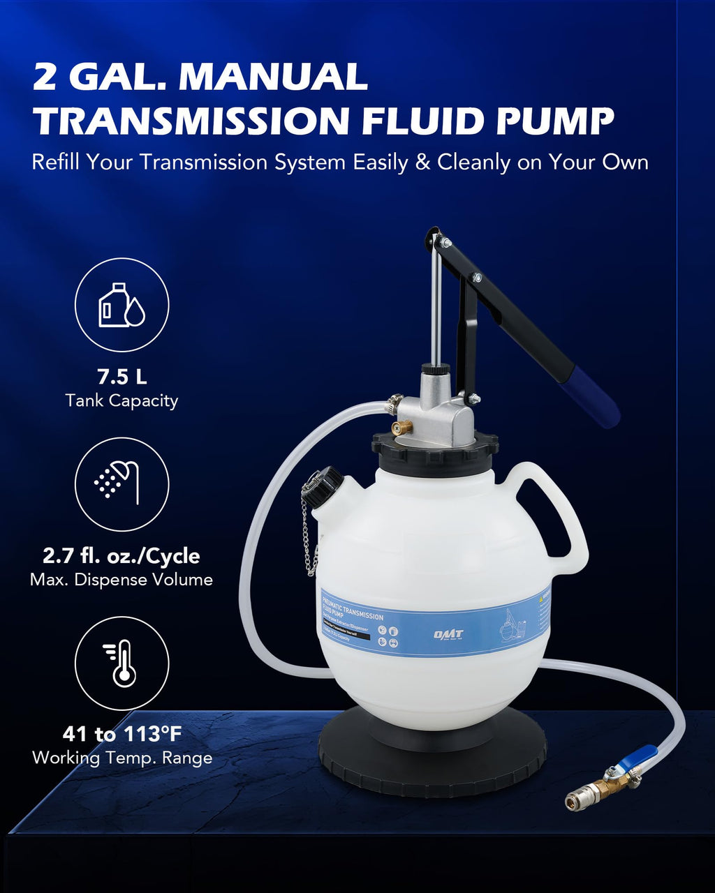 OMT 2 Gallon Transmission Fluid Transfer Pump Set with 15 ATF Adapters