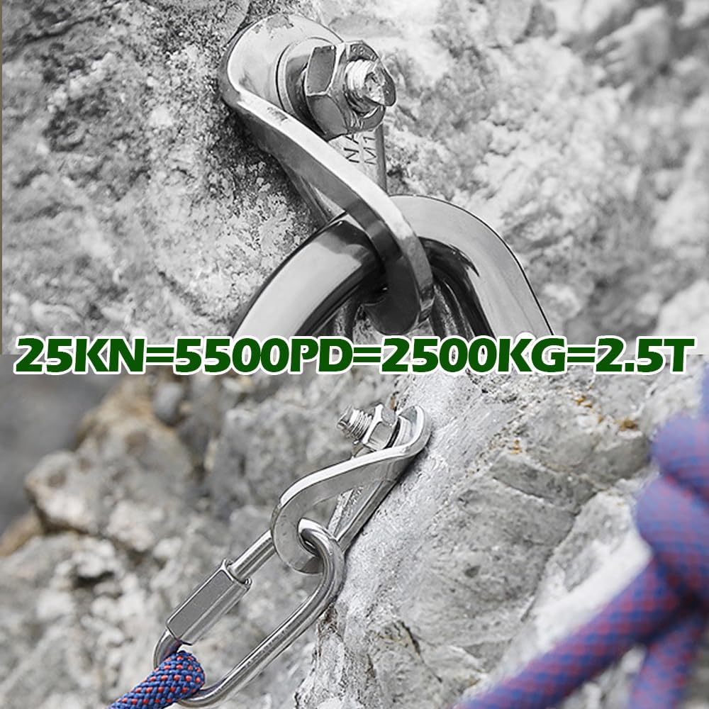 Climbing Holds Anchor Set - 1 PCS - Stainless Steel Bolt Hanger and Bolt Heavy Duty Climbing Holds Weight 2500KG for