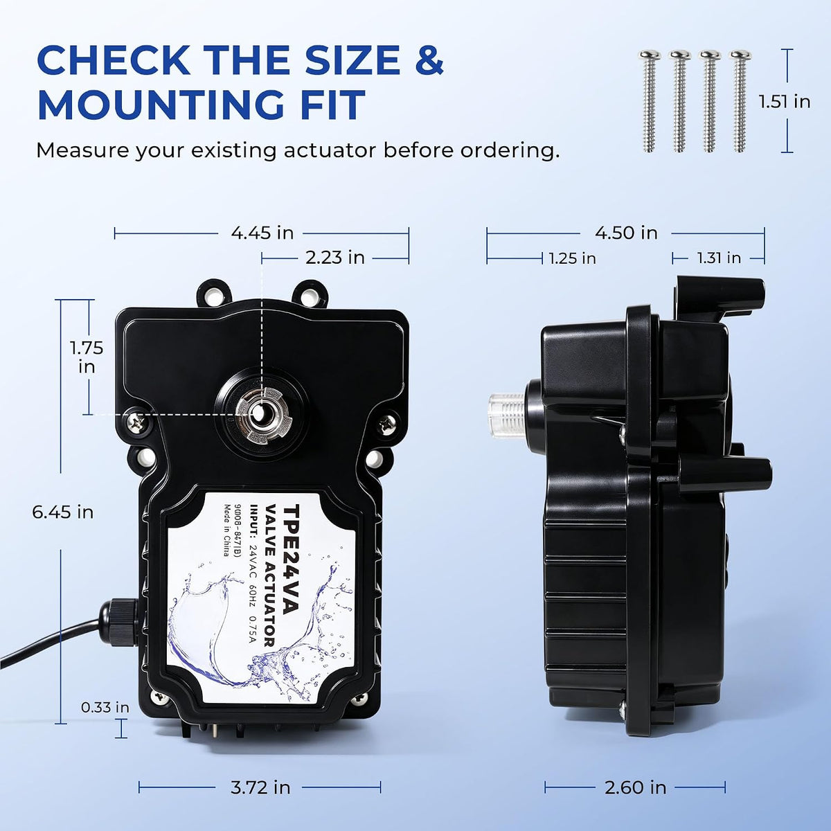 TPE24V Pool Valve Actuator Replacement for 24VAC, 2-Way & 3-Way Valves