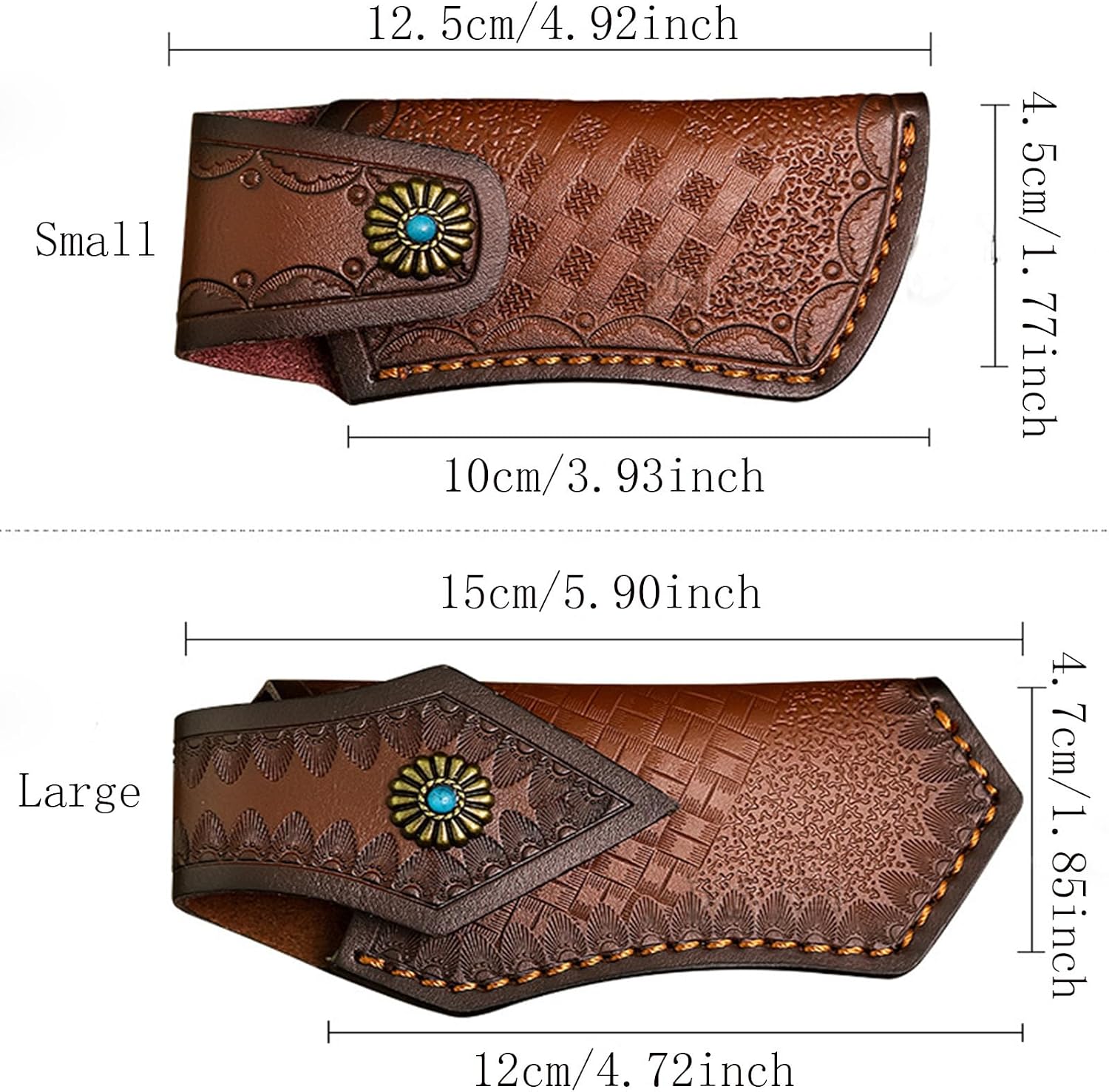 3.93" /4.72" Genuine Leather Sheath for Belt, Portable Folding Pocket Knife Case, Knife Holder Pouch Holster for Men
