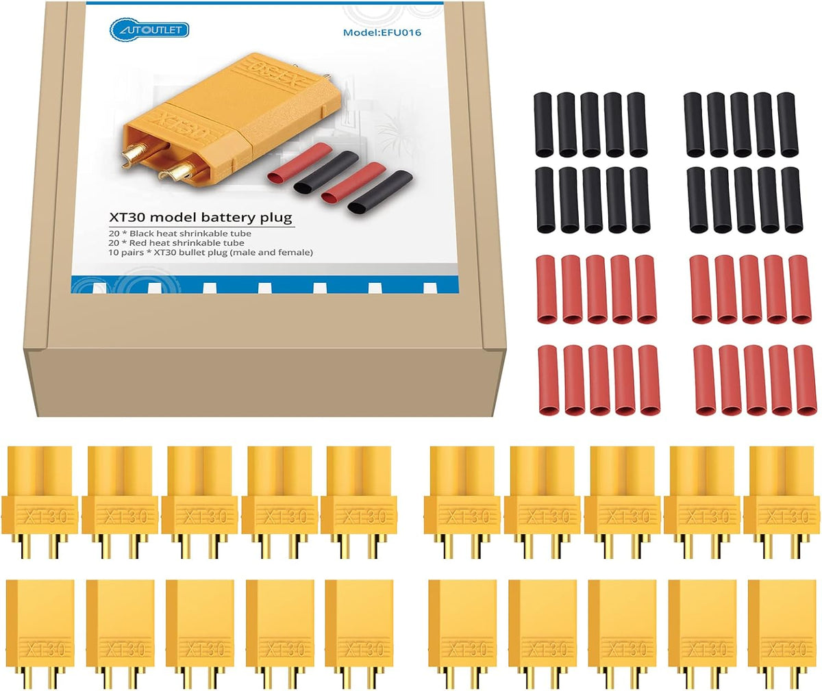 AUTOUTLET 20PCS 10Pairs XT30 Bullet Connectors