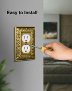 2-Pack Paisley Pattern Single Toggle Light Switch Cover Plate, Metal Plate