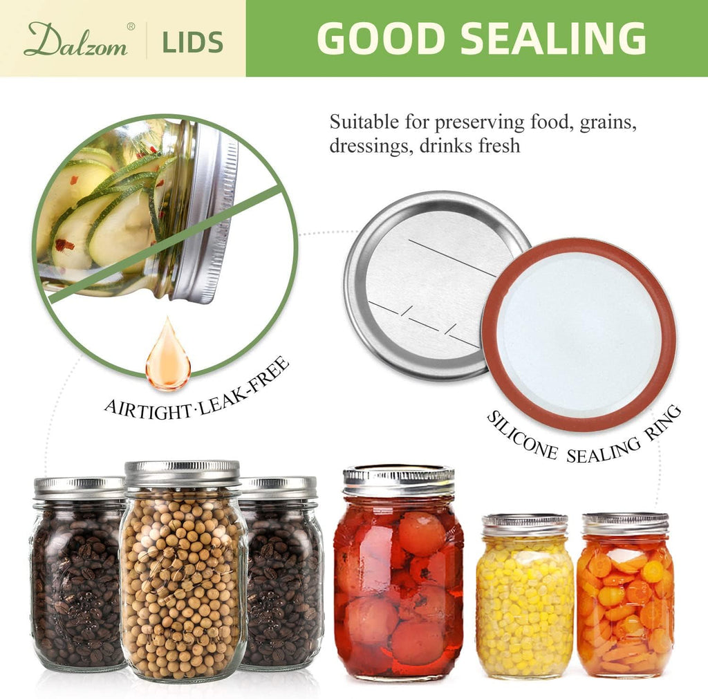 24Pcs Canning Lids with 24Pcs Rings Wide Mouth, Premium Mason Jar Lids with Bands/Rings for Ball, Kerr Jars - Food