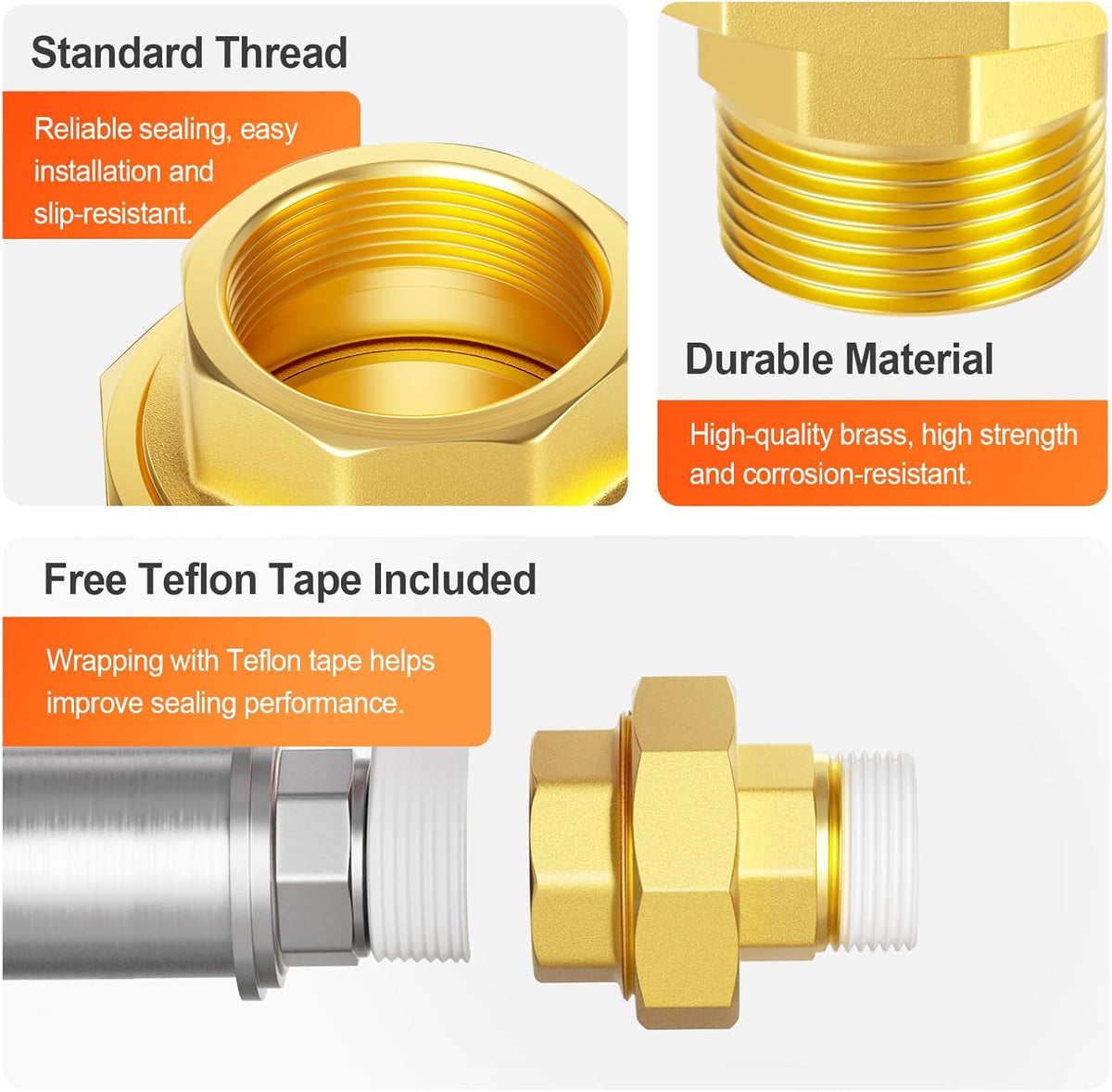 GASHER 1" NPT (F x M) Brass Union Pipe Fitting
