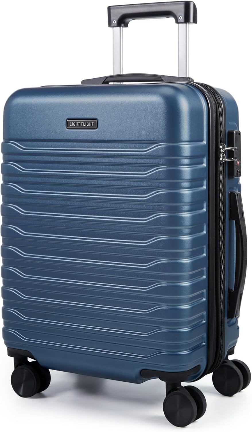 Expandable Carry On Luggage 22x14x9 Airline Approved with Double Spinner Wheels, 20 Inch Lightweight Hard Shell