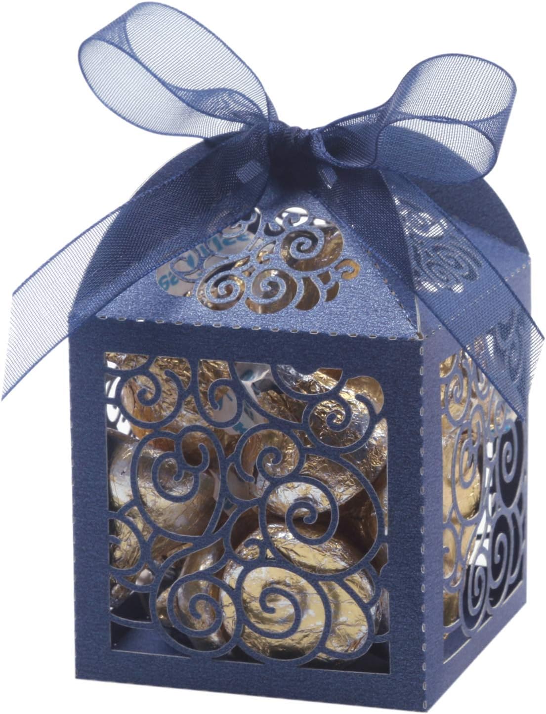 100 Pack Wedding Favor Boxes Laser Cut Boxes Party Favor Box Small Gift Boxes Lace Candy Boxes for Wedding Bridal