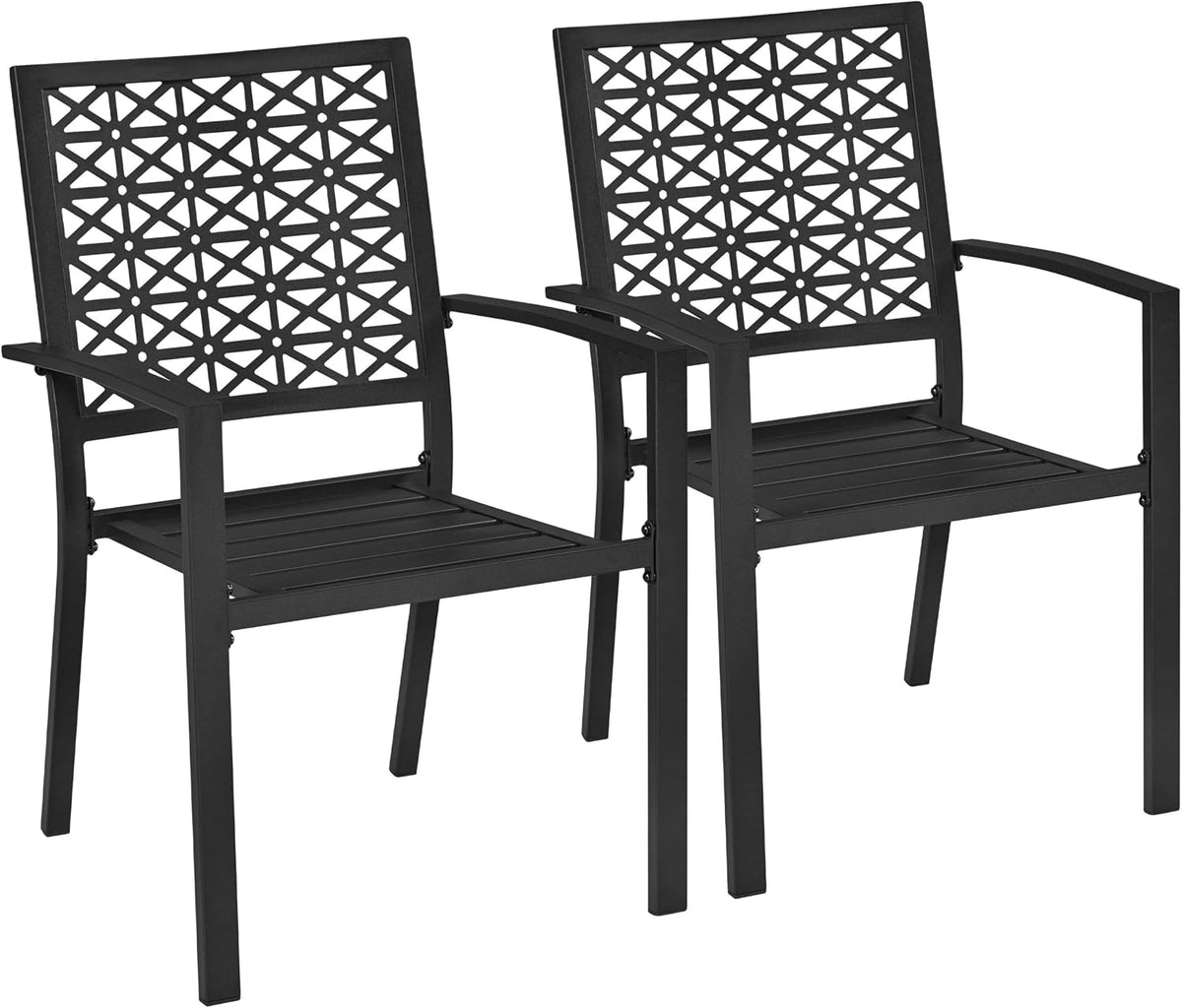 Metal Patio Chairs Set of 2 Steel Stackable Dining Chairs