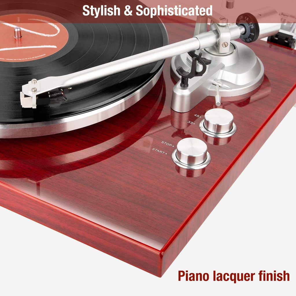 1 BY ONE Belt Drive Turntable with Bluetooth Connectivity, Built-in Phono Pre-amp, USB Digital Output Vinyl Stereo