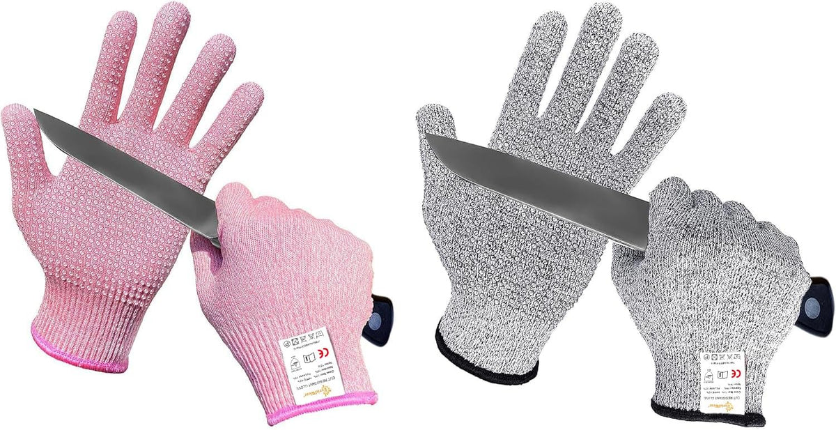 Level 5 Cut Resistant Gloves with Non-Slip Grip, 2 Pairs