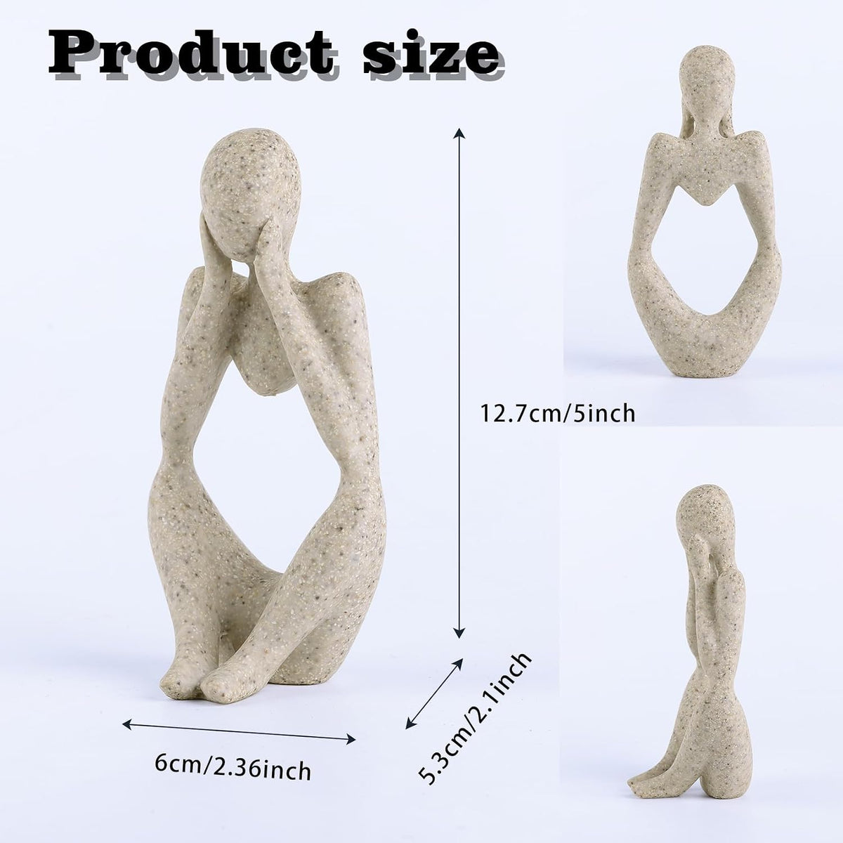 Minimalist Thinker Statue, Fish Tank Decor, Aquarium Ornament for Desk