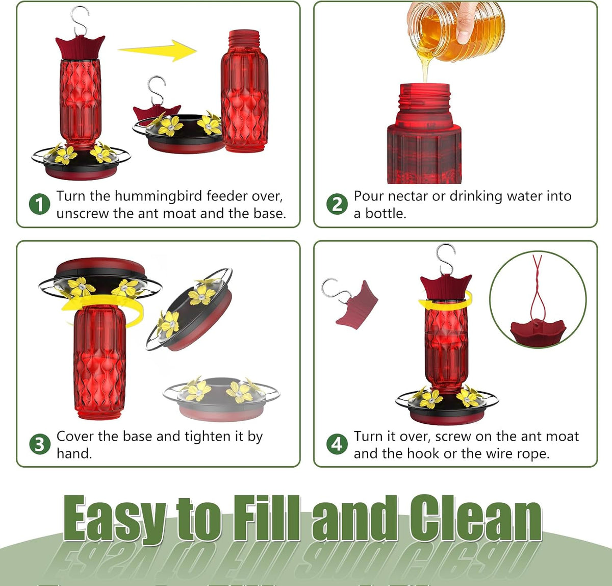 Hummingbird Feeders for Outdoors Hanging, 16 oz Plastic Hummingbird Feeders