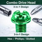 Tandefio 100 Pcs Green Ground Screws for Electrical Box, 10-32 x 3/8 Inch