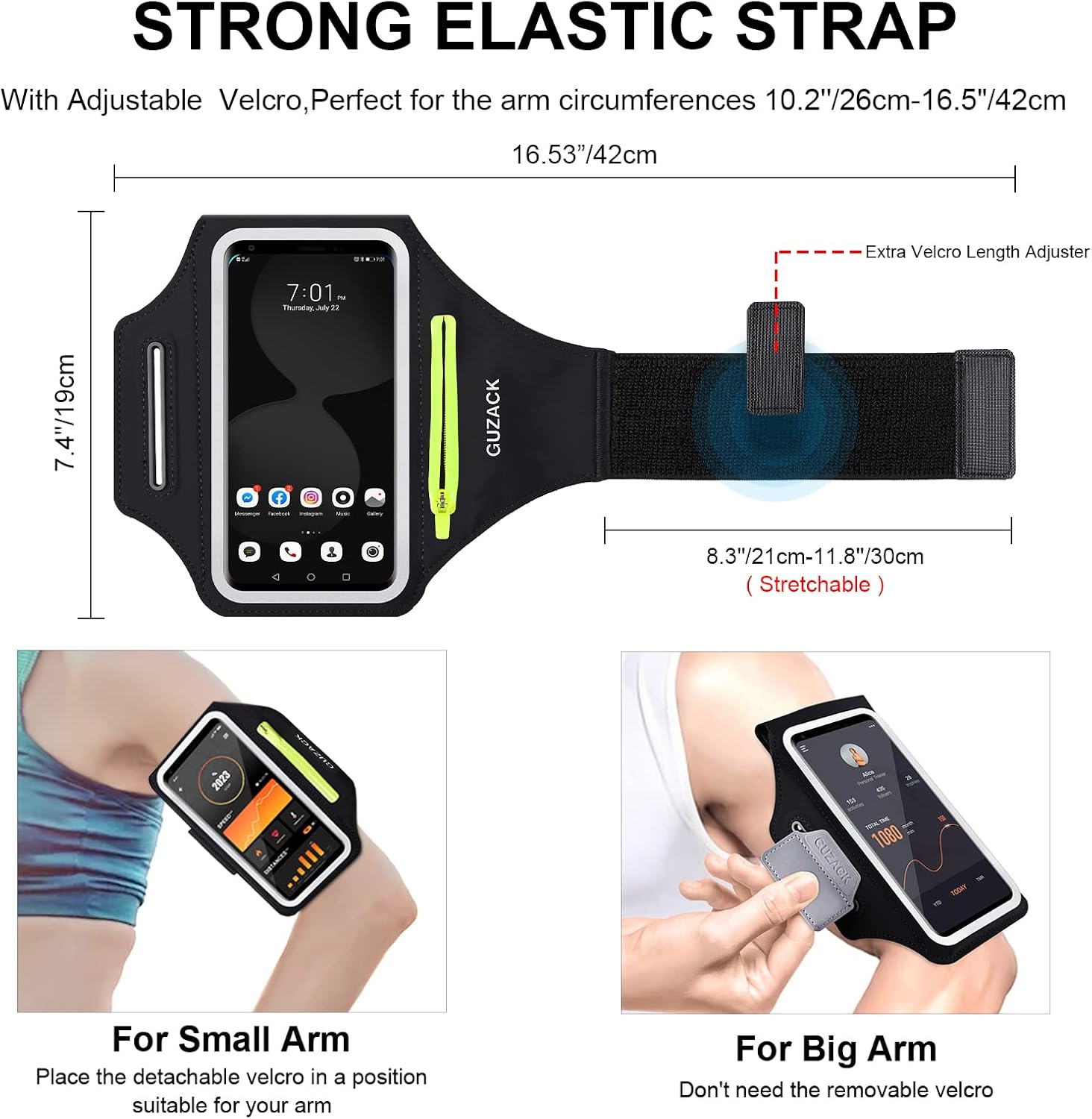Running Armband for iPhone 17 16 15 14 13 12 Pro Max/Plus/XR/XS, Galaxy S25/S24/S23/S22, with Card Slot & Key