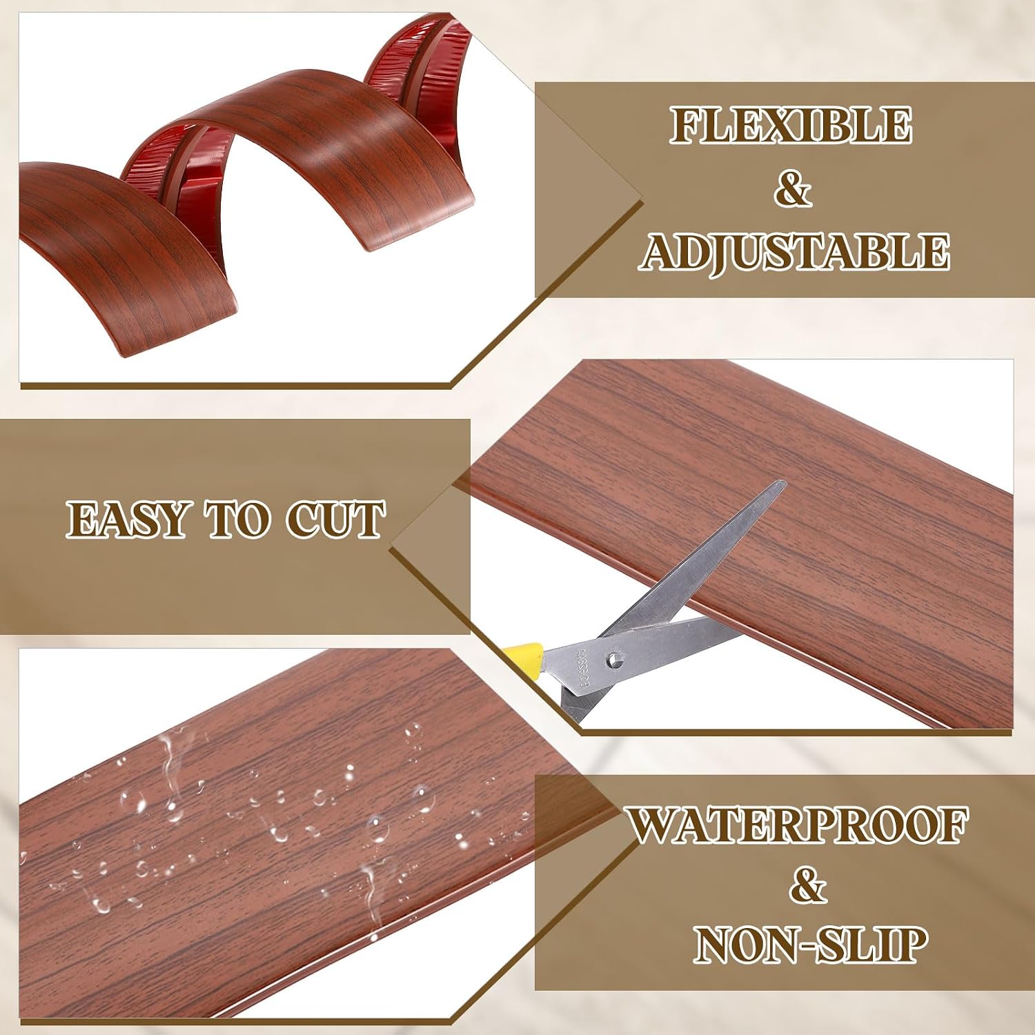 T-Molding Transition Strips, 6.56 ftx1.97" (LxW) PVC, Walnut
