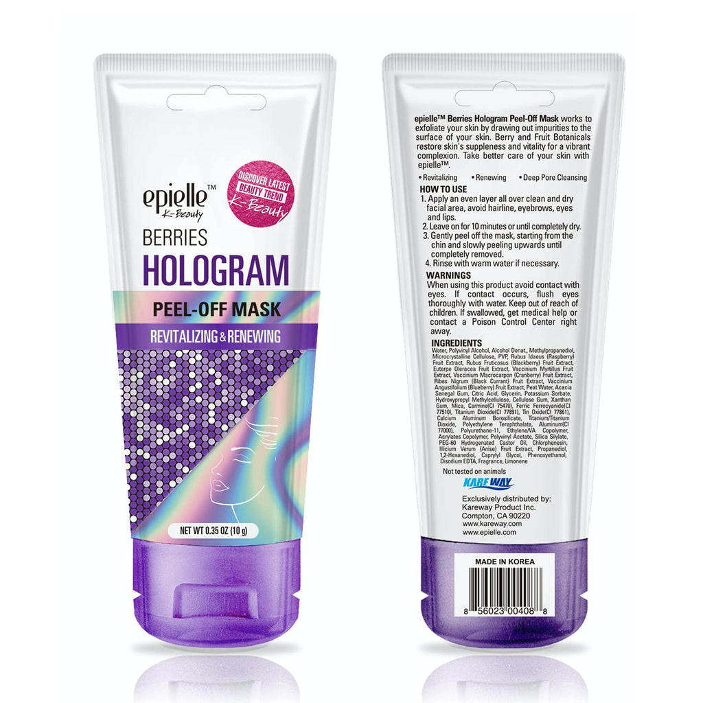 Hologram Glitter Peel-Off Face Masks - Toning & Calming | 8 Variety Pack Single-Use Testers | Gift Set, Spa Gift |