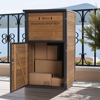 Large Package Delivery Boxes for Outside,Strong Metal Frame Large Parcel Drop Box with Combination Lockable, Secure