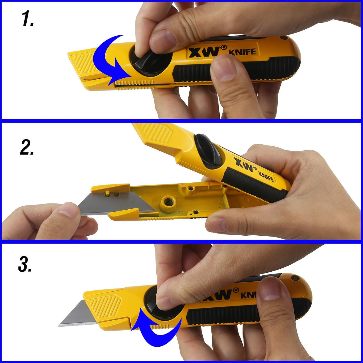 Fixed-Blade Utility Knife, Non-Retractable Heavy Duty Drywall Cutter, Extra 10 Blades Included,2-Pack