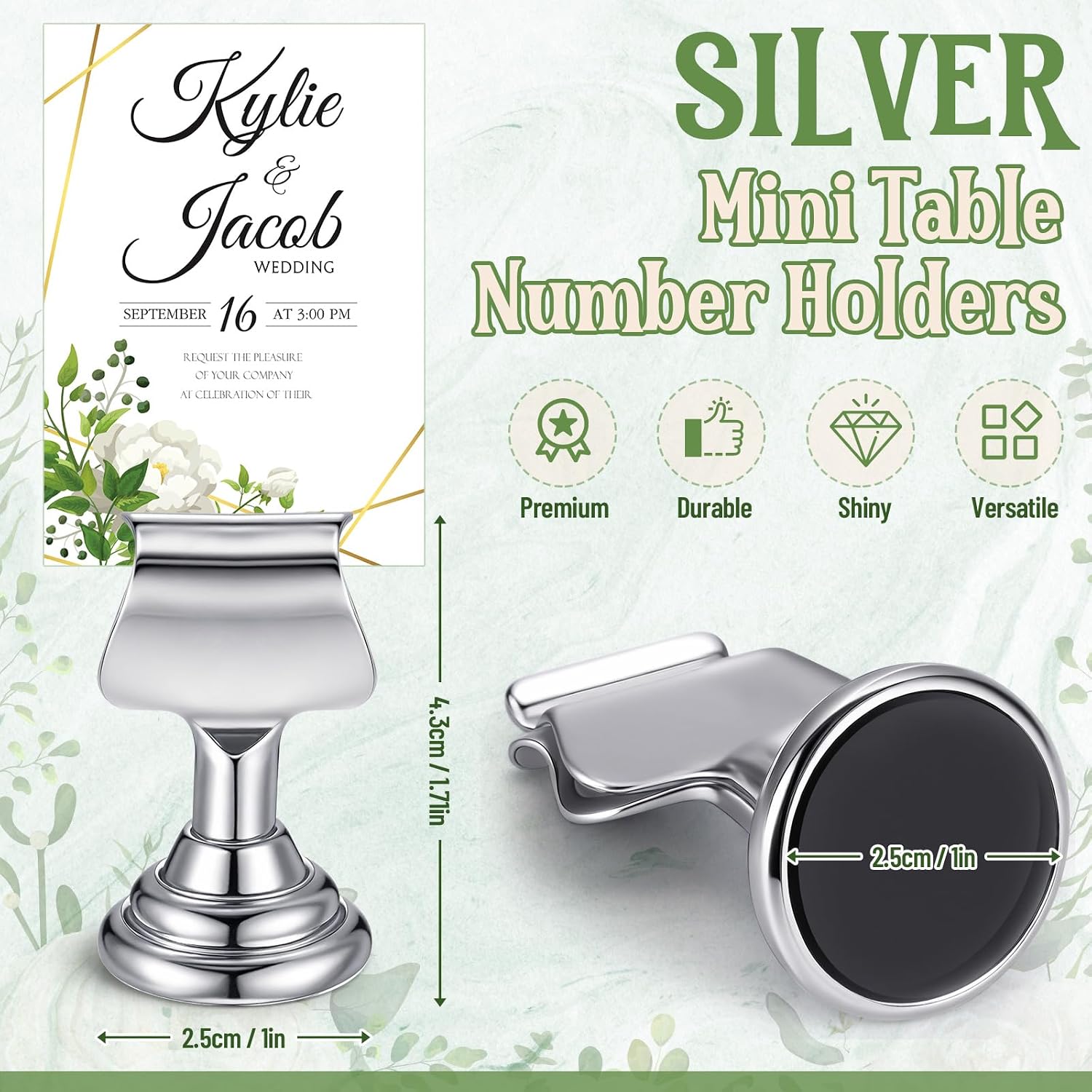 48 Pcs Wedding Table Number Holders Metal Silver Place Card Holder | Place Card Holder for Weddings Restaurants, Menu