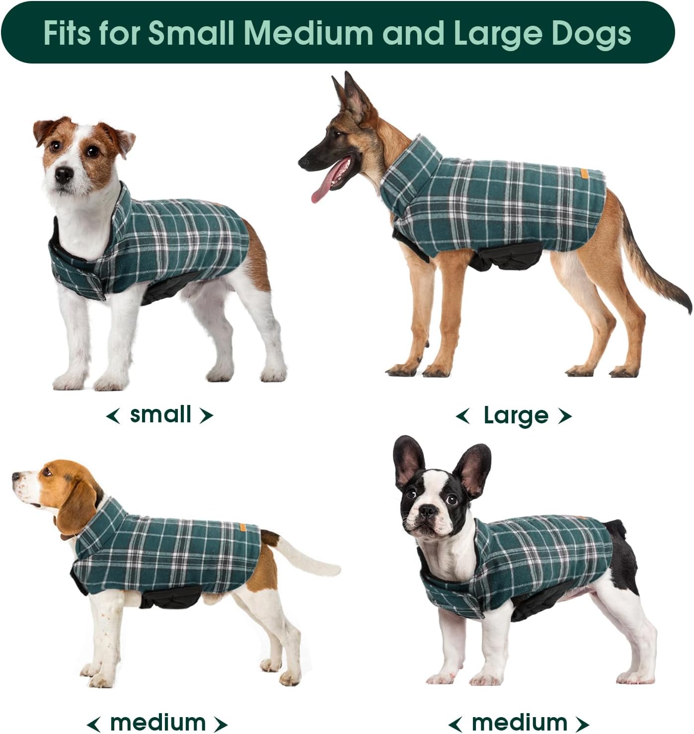 Waterproof Dog Coat, Reversible Dog Jacket for Small Dogs, Adjustable Durable Doggie Winter Coat Warm Cozy Puppy Cold