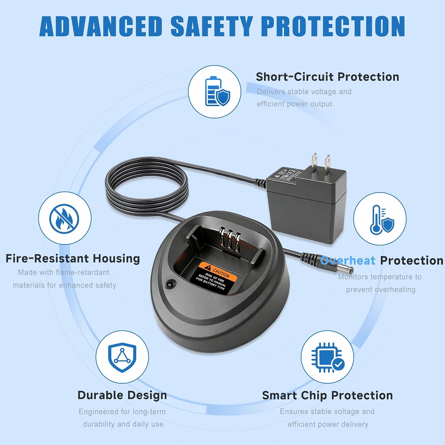 CP200 Rapid Charger WPLN4137 Replacement for Motorola CP200D R2 2-Way Radio | Smart desktop charger fits DEP450 PR400