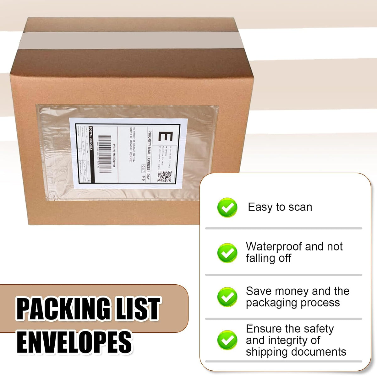 200 Pcs 9.5 x 12 in Clear Packing Slip Pouches Shipping Label Sleeves Adhesive Packing List Pockets Envelopes Mailing