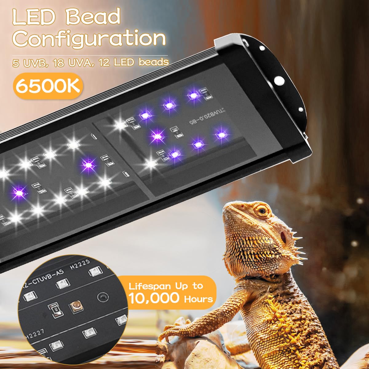 LED UVB Light for Reptile with Timer & Dimmer, 11 Inch