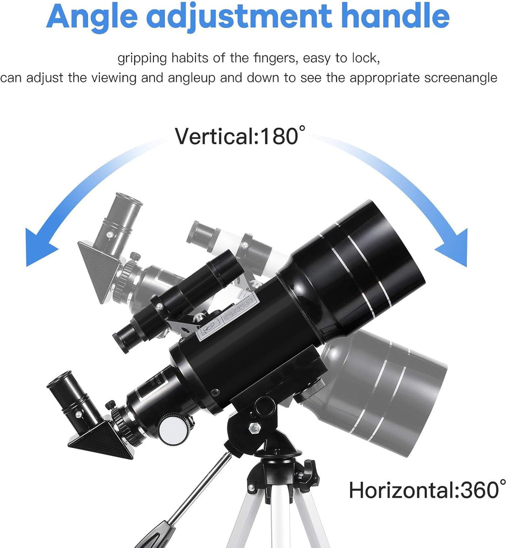 Telescope for Kids & Adults, 70mm Aperture 300mm Telescopes for Astronomy Beginners, 15X-150X Magnification Portable