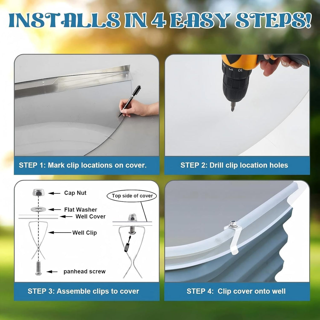 39" W x 16" L Sloped Heavy Duty Egress Window Well Covers with Rust-Free Aluminum Bracing UV Resistant Clear