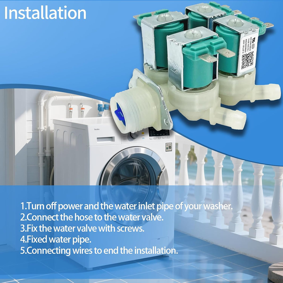 WF45K6500AV WF45H6300AG WF45H6300AW Washer Cold Inlet Valve for sam-sung