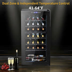 28-Bottle Dual Zone Compressor Wine Cooler, Freestanding Mini Fridge