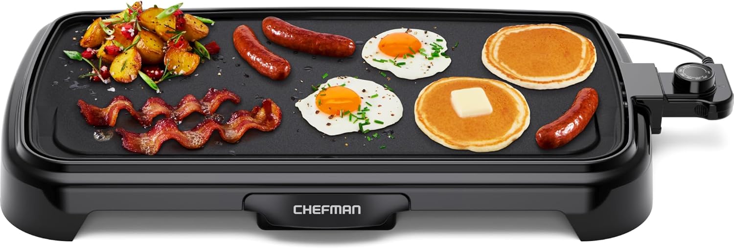 XL Electric Griddle with Removable Temperature Control, Immersible Flat Top Grill, Burger, Eggs, Pancake Griddle