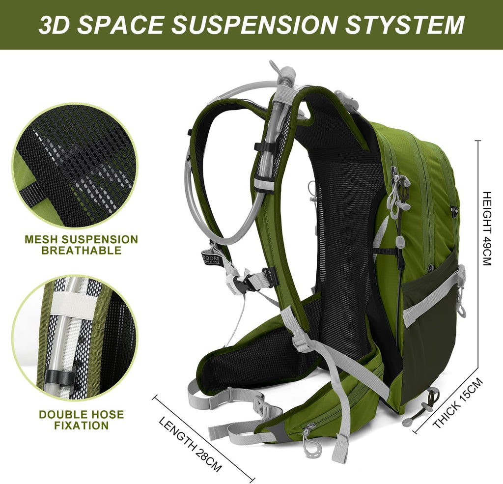 20L Hydration Backpack, Waterproof Hiking Internal Frame Backpacks with 2L Hydration Water Bladder and Rain Cover for