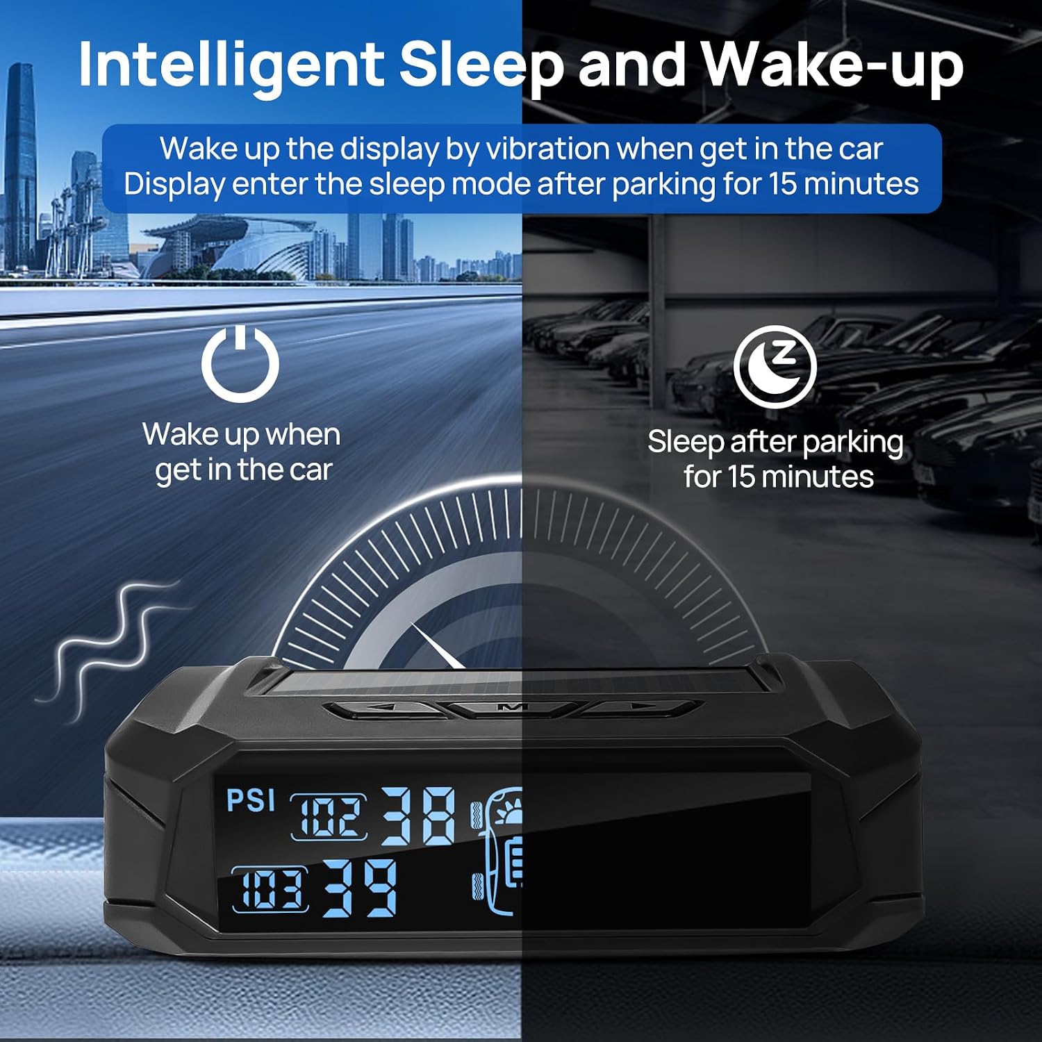 RV Tire Pressure Monitoring System,TPMS with 4 Tire Pressure Sensors | Solar Charger, 6 Alarm Modes, 0-99 PSI for